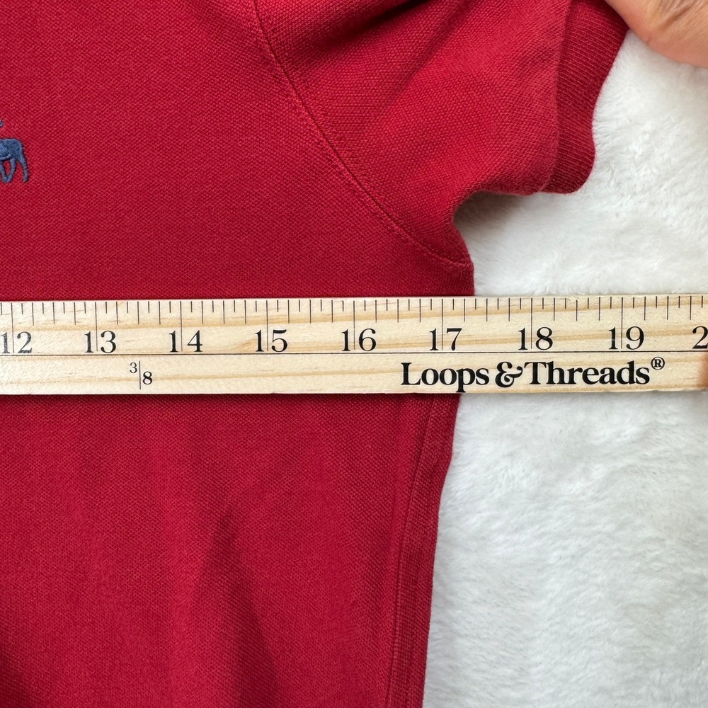 Abercrombie & Fitch Polo Shirt Mens XS Red Pique Short Sleeve Moose Logo Preppy - Picture 6 of 11
